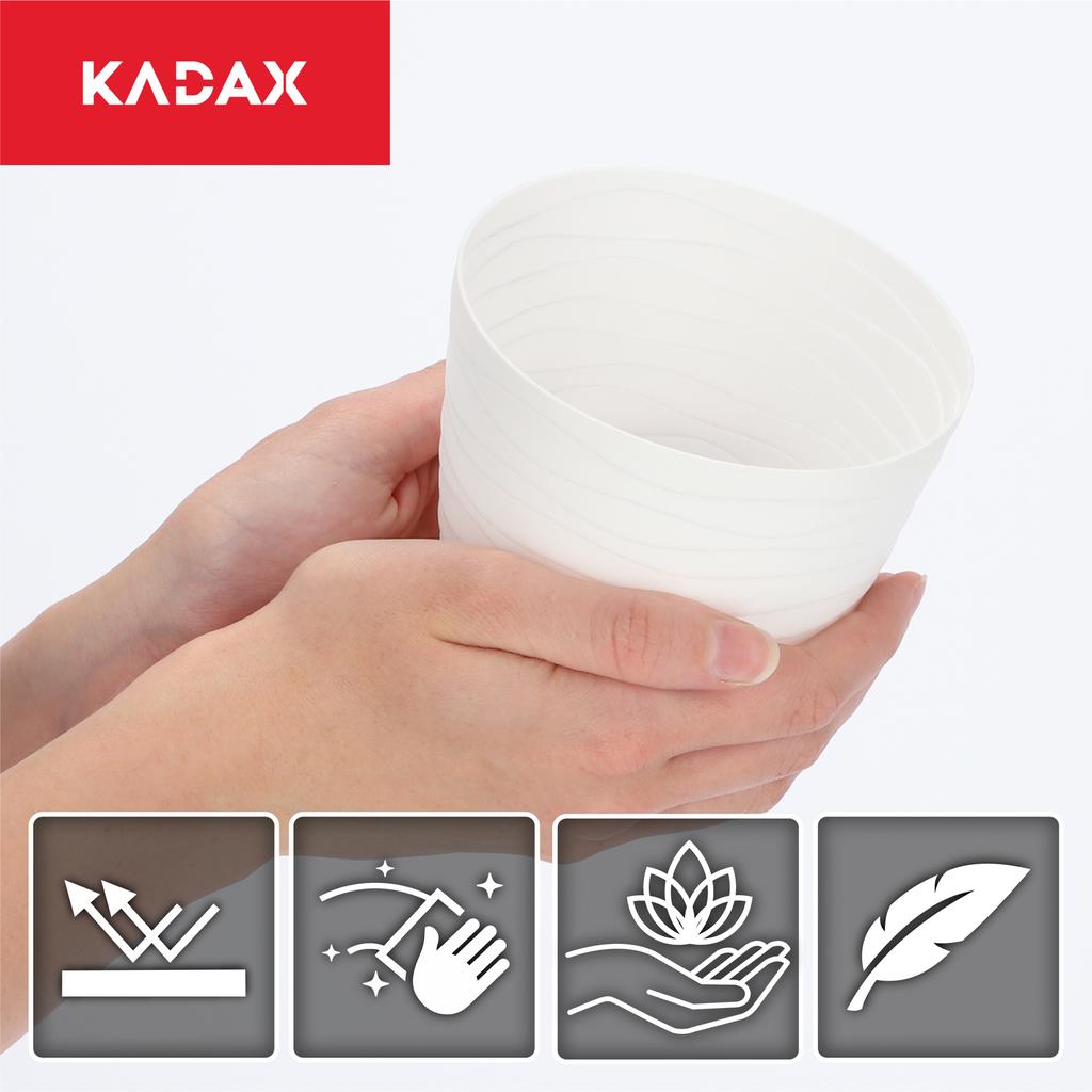 KADAX Doniczka Donica Osłonka Na Kwiaty Biała Okrągła 11cm Plastikowa