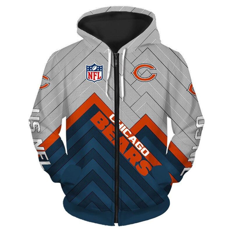 Мужская Женская Худи на Молнии NFL Цифровой Принт Свободный Крой Повседневная Спортивная Одежда Все