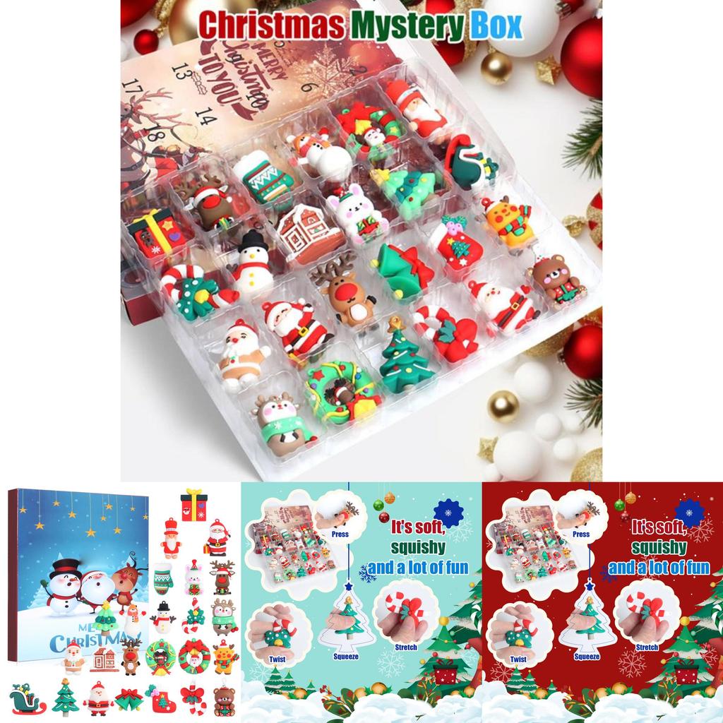 Календарь Адвента на Рождество от Санта-Клауса ПВХ 3D Знаковые Фигурки Для Праздничного Декора и Подарков