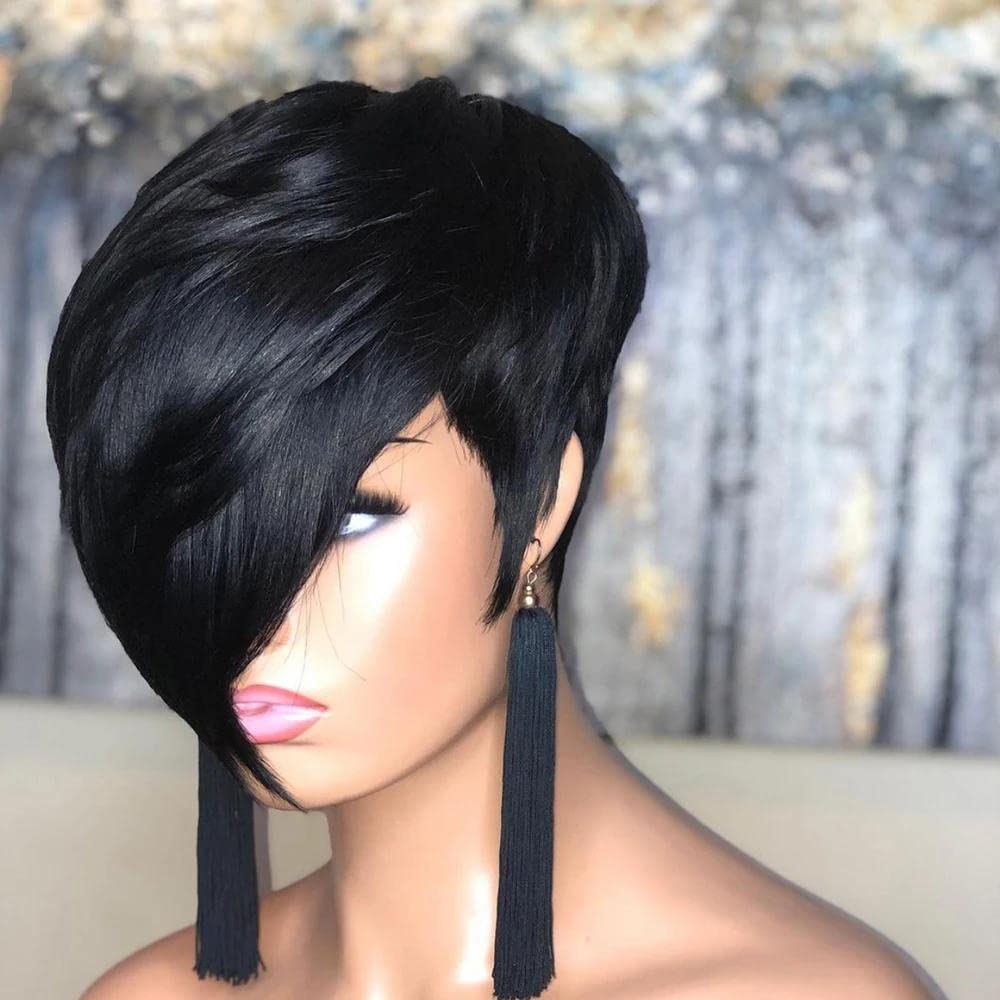 Pixie Cut Wig For Black Women - Synthetic Short Layered With Natural Black Color Fashion Wig