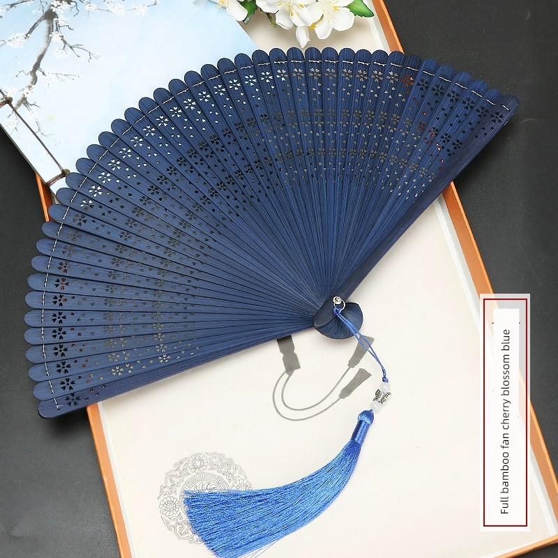 Heshantang Archaic Folding Fan Handmade Fan Full Bamboo Folding Fan Chinese Style Dance Fan Full Bamboo Dragonfly Mini Foldable