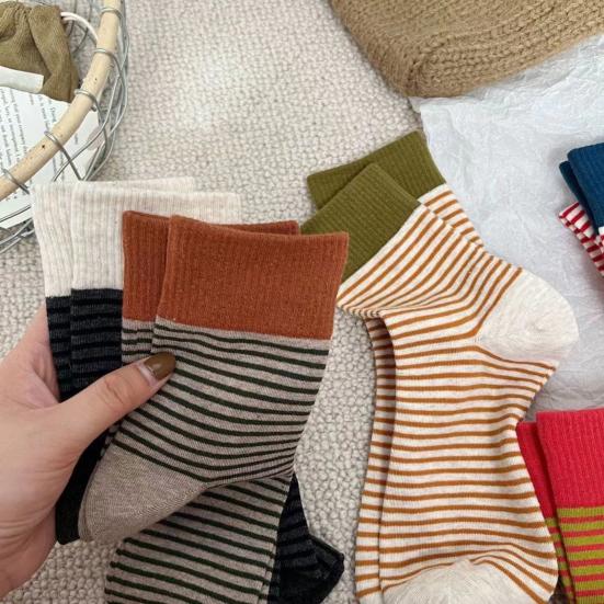 Yousheng Женские ретро полосатые носки, цветные, тонкая полоска, носки до щиколотки, дышащие повседневные хлопковые носки для спорта, ежедневных дел, поездок на работу