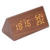 LED Digital Alarm Clock Multipurpose Wooden Clock with Voice Control Humidity Temperature Week Time Display Brown Wood