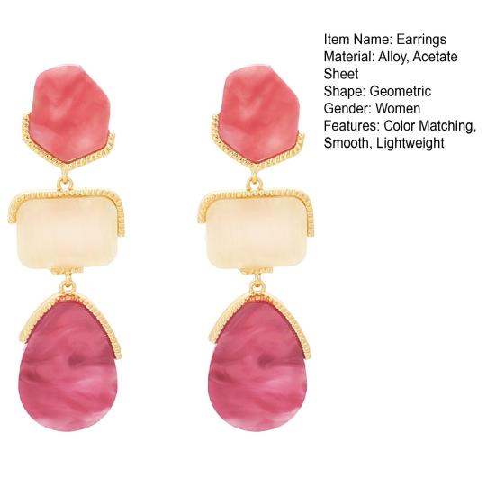 1 пара женских висячих сережек, преувеличенные геометрические серьги в цвете, гладкие висячие серьги в стиле бохо для клубной вечеринки, украшения для ушей