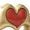 Heart Hand Sculpture Gold Resin Love Hands Heart Statue with Red Heart for Living Room Bedroom Office Coffee Table Desk Wedding Party Decor