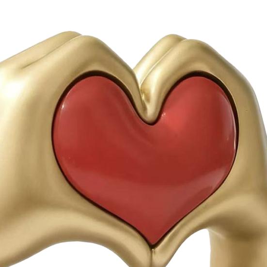 Heart Hand Sculpture Gold Resin Love Hands Heart Statue with Red Heart for Living Room Bedroom Office Coffee Table Desk Wedding Party Decor