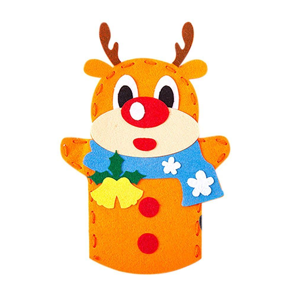 Cartoon Santa Christmas Hand Puppet Non-woven Felt Fabrics Sewing Kit DIY Craft Sewing Felts  Kids