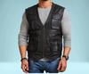 Stylish Men Black Genuine Pure Lambskin Leather Waist Coat Vest Handmade Classic