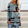 Women's Fashion Casual Irregular Patchwork Color Print Loose Medium Long Long Sleeve Top
