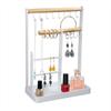 Wooden Iron Jewelry Organizer Display Stand Holder Cosmetic Rings Necklaces Bracelets Storage Rack Earring Display Shelf