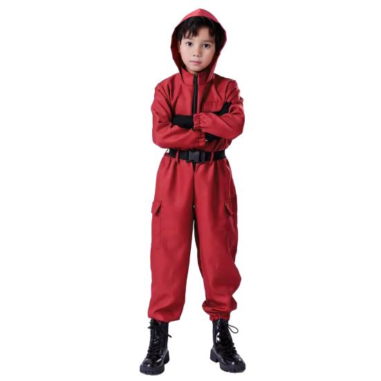 1 Set Jumpsuit with Belt And Gloves for Adults And Children Loose Pockets Zipper Closure One-piece Outfit Cartoon Cosplay Costume