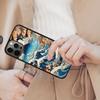 Японская волновая art Магнитный чехол для телефона ДЛЯ APPLE iPhone 17 Air 16 14 13 12 Pro Max 15 Plus Беспроводная зарядка С крышкой MagSafe