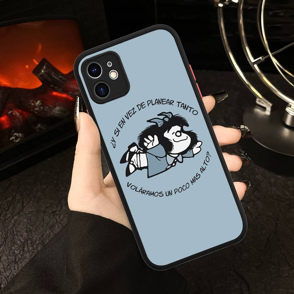 Popular Cartoon M-Mafalda Phone Cases For IPhone 16 15 14 Plus 13 12 11 Pro Max Matte Oft Bumper Phone Cover