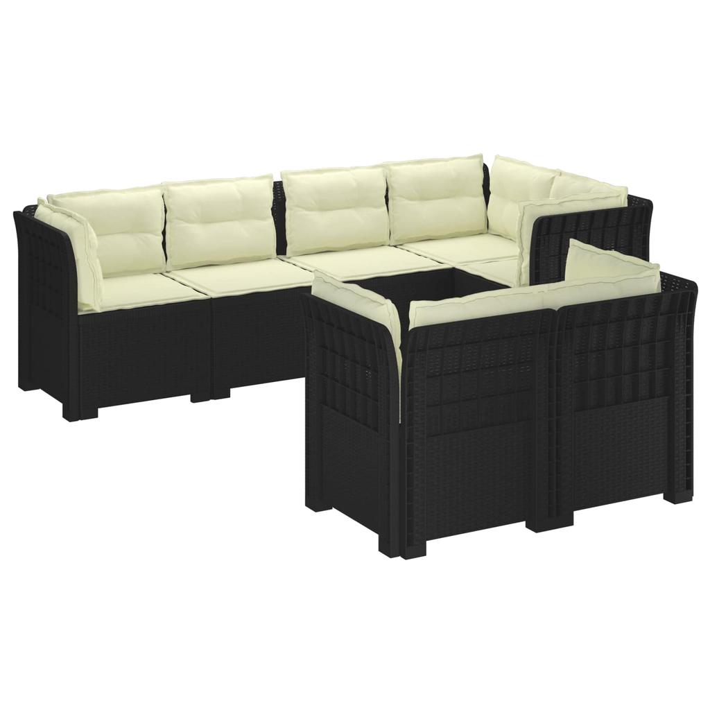 7 Seater Garden Sofa with Cushions Rattan Look PP Anthracite