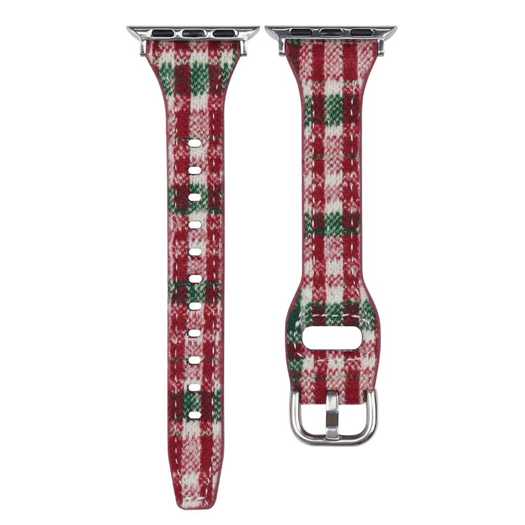 Xmas Style Wool + Leather Strap for Apple Watch Ultra 3 2 1 49mm / Series 11 10 46mm / 9 8 7 45mm / SE3 SE2 SE 6 5 4 44mm / 3 2 1 42mm Watch Band