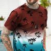 Summer Round Neck 3D Gradient Coconut Tree Pattern Print Top Fashionable Casual Short Sleeved Men's T-shirts