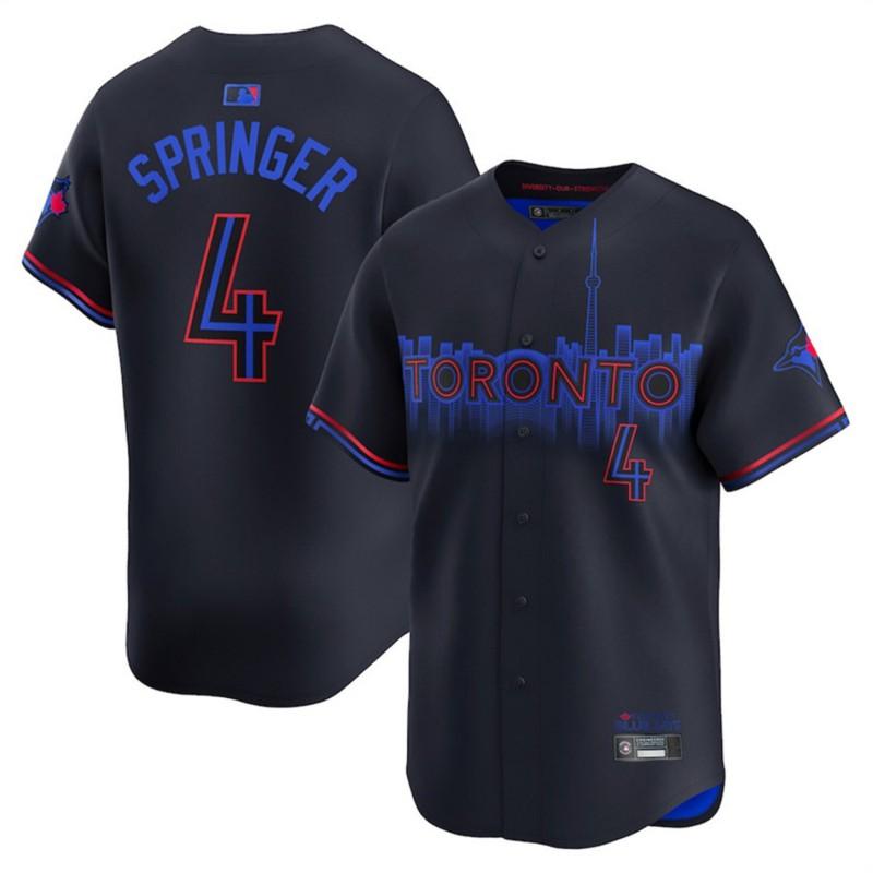 Toronto Blue Jays 4 Springer Mens Baseball Jersey Embroidered Short Sleeve V Neck Sportswear
