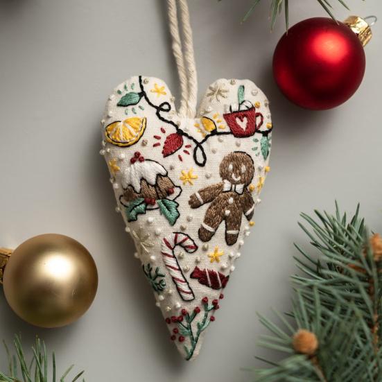 Набор для вышивания рождественского украшения, подвеска ручной работы в форме сердца, DIY украшение для подвешивания на елку, праздничная атмосфера вечеринки