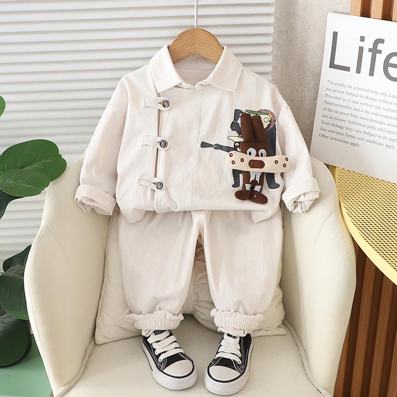 Весна и осень 0-4 года мультяшный трехмерный кролик вельветовый комплект