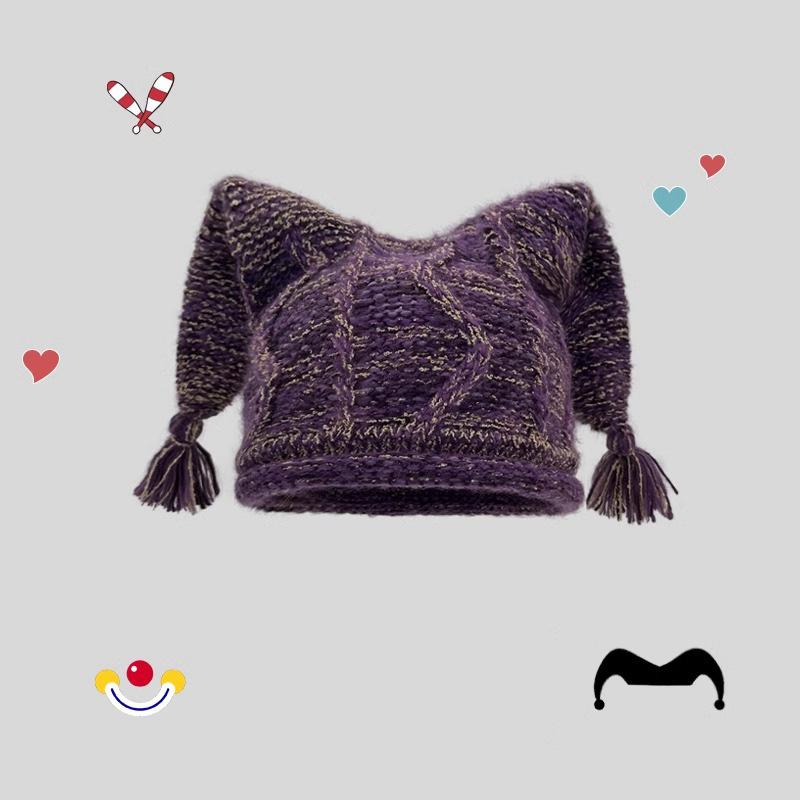 Niche designer personalized clown knitted wool hat for children to keep warm in autumn and winter Versatile big head circumference shows small tide