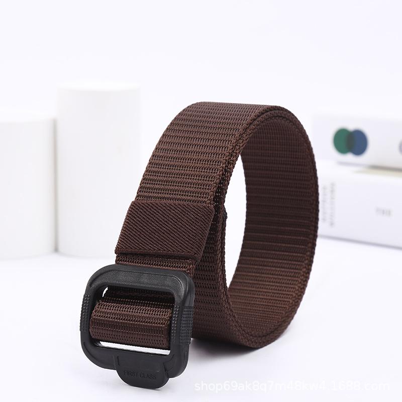 Unisex Tactical Canvas Nylon Belt with Plastic Buckle - Casual Style for Outdoor Wear