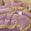 Осенне-зимний комплект из четырех предметов из молочного бархата, утолщенный теплый коралловый бархат с вышивкой, одинарное пододеяльник, комплект из трех предметов из арктического бархата