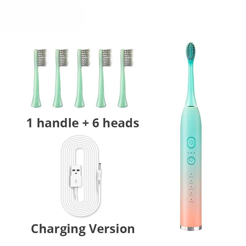 Electric Sonic Toothbrush Rechargeable Waterproof Electronic USB Charge Whitening Tooth Brushes Replacement Heads Adult