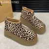 Леопардовая платформа женские зимние ботильоны замшевые дизайнерские туфли на плоской подошве повседневная женская обувь 2025 тренд прогулочный готический бренд зимние ботинки женские