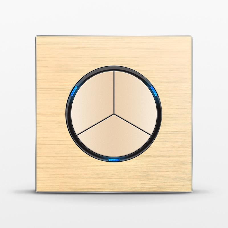 86 тип 1 2 3 4-клавишный 12-позиционный светодиодный индикаторный выключатель из алюминиевого сплава, универсальная роскошная настенная двойная розетка ЕС Франция Великобритания