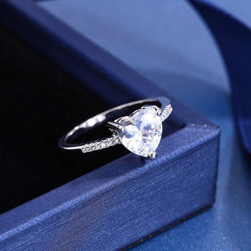 Классическое блестящее кольцо с большим цирконом в форме сердца, женские ювелирные изделия, кольцо для невесты, свадьбы, вечной любви, женские ювелирные кольца для женщин
