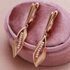 Gold Color Long Leaf Drop Earrings for Women for Women Geometric Zircon Earrings Vintage Bridal Wedding Fine Jewelry