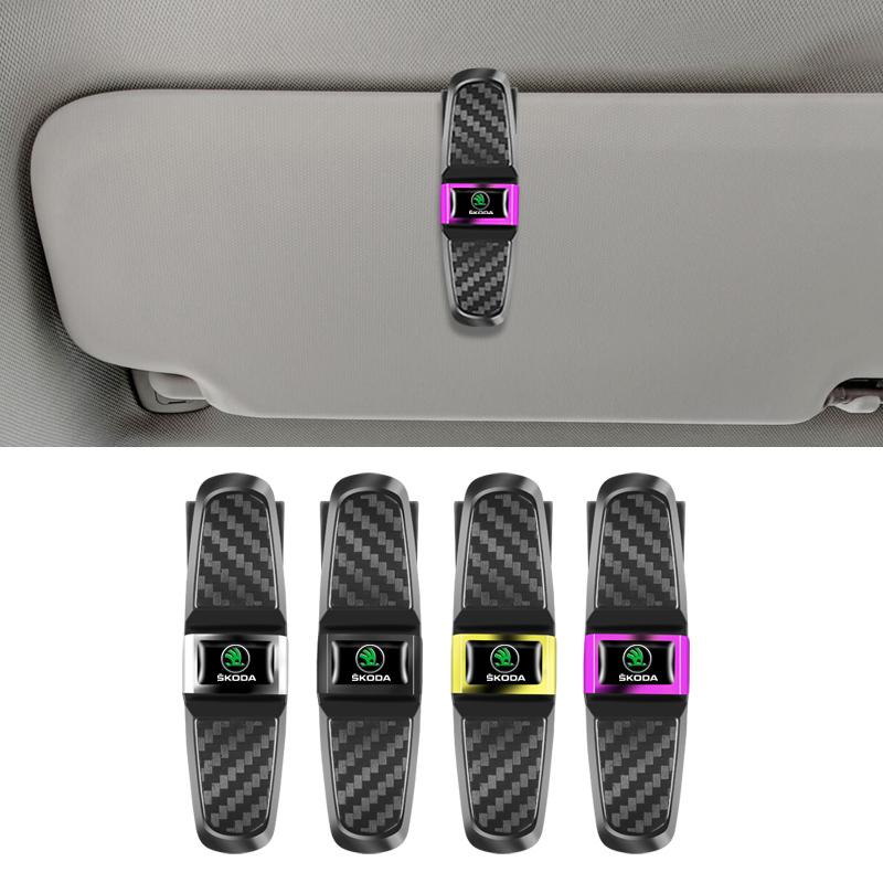 GTMZ9 Universal Car Sun Visor Glasses Fastener Clip Holder For Sunglasses Eyeglasses Ticket Card Multifunction Skoda Car Interior
