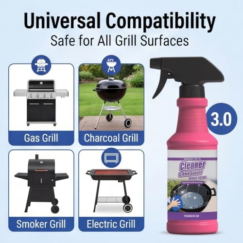 Farmty Grill Cleaner Foam, Powerful Degreaser Spray for Grill, Oven & Kitchen, Quick-Acting 120ml