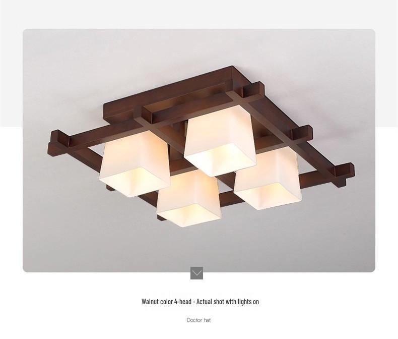 Walnut Glass LED Ceiling Light - Retro Inspired for Living Room or Master Bedroom