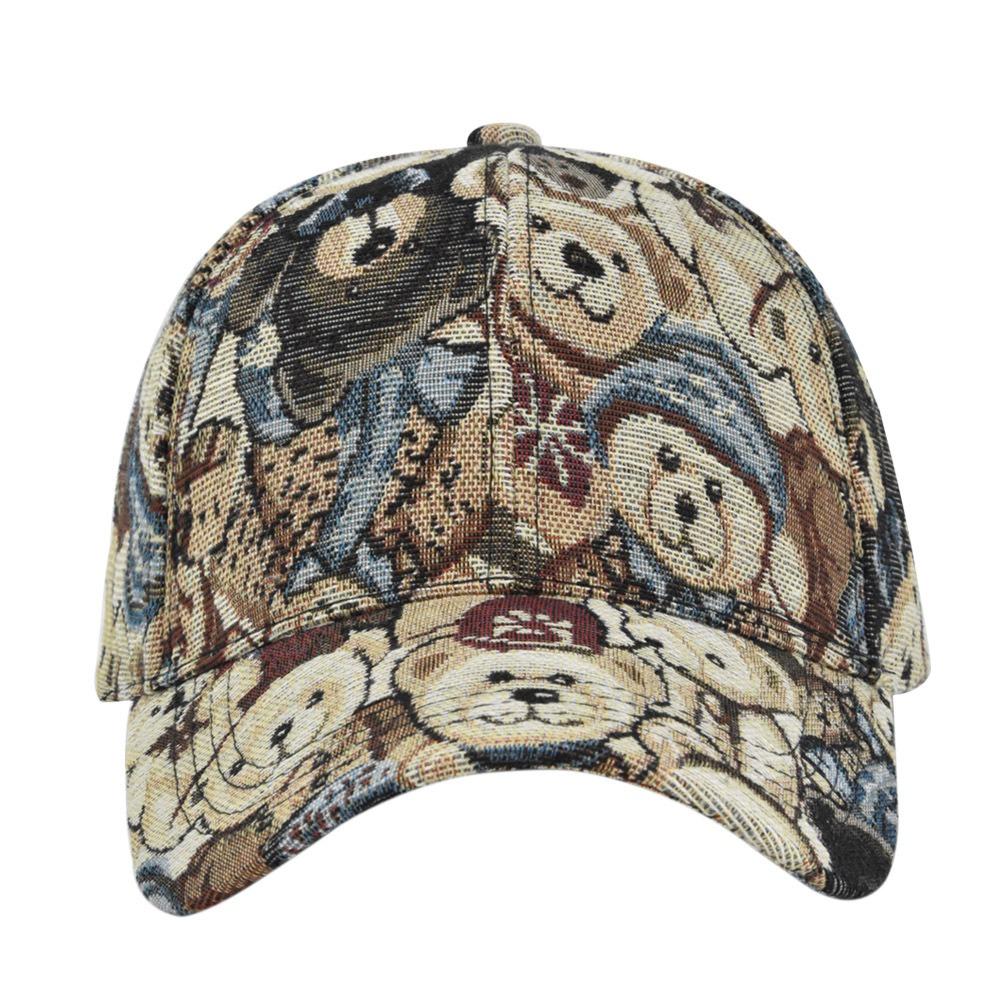 Little Bear Print Unisex-Teens Caps Dog Print Cotton Snapback Caps Fashion Hip Hop Vintage Hat