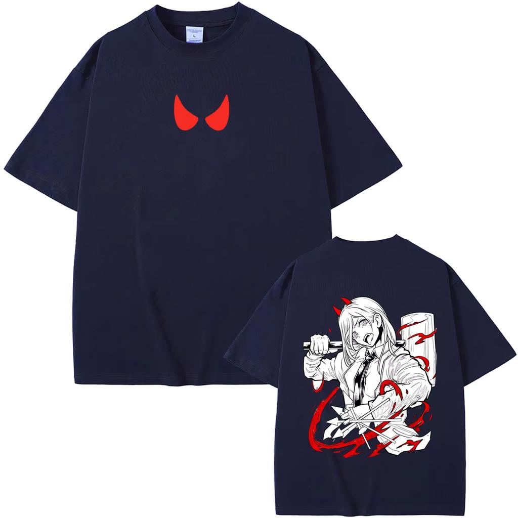Chainsaw Man Anime Print T-Shirt, Vintage Cartoon Print Top, Unisex Summer T-Shirt, Cosplay Sleeve Men And Women Comfortable T-shirt
