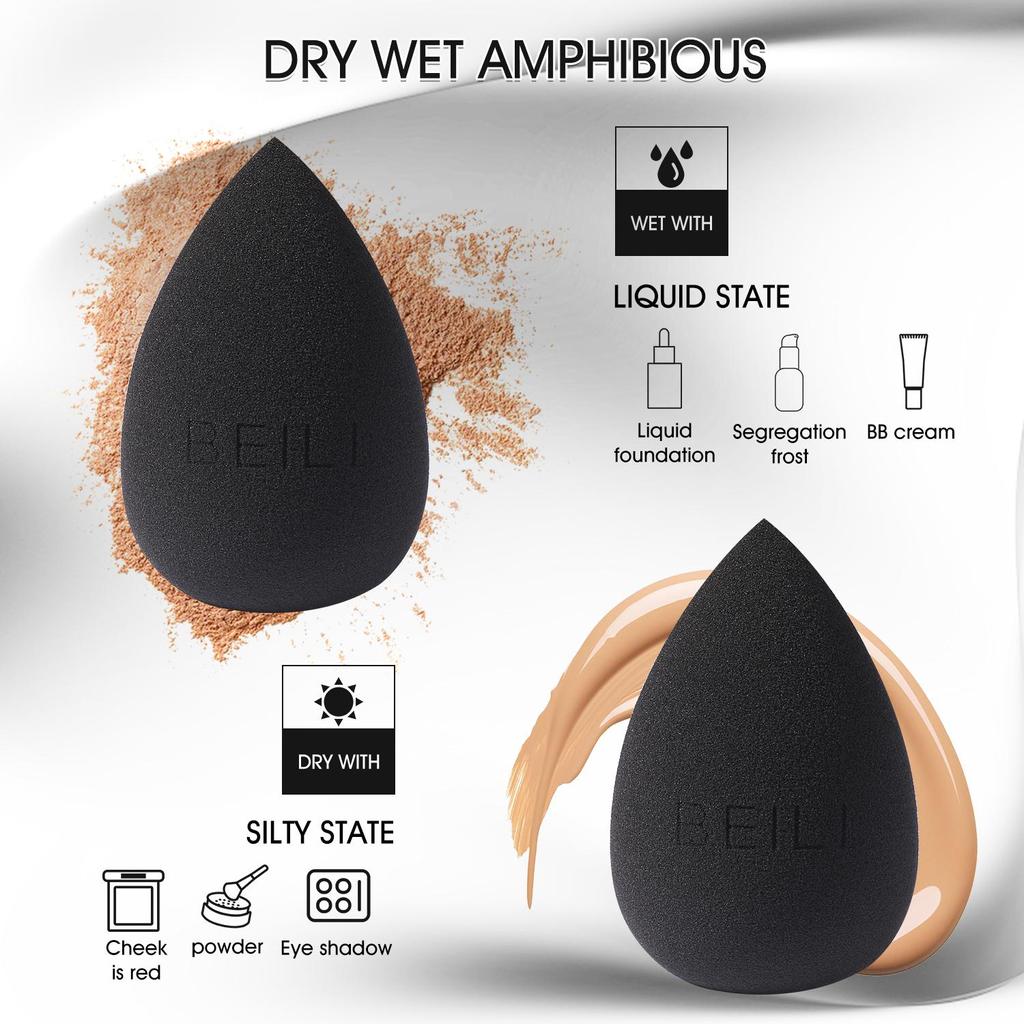 BEILI Женская косметическая пуховка для макияжа, губка для тонального крема, губка для пудры, косметические инструменты, аксессуары для макияжа, для влажного и сухого использования