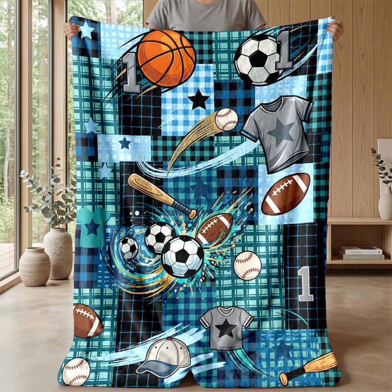 Sports Ball Collage 2 Theme blanket Lightweight Warm Flannel Blanket Decorative Throw Blanket for Home Decoration