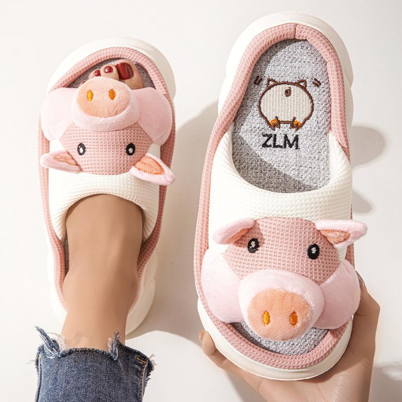 Закажите на размер больше Тапочки с животными Женские домашние туфли на платформе Милые домашние тапочки с мультяшным принтом на толстой подошве Детские тапочки с медведями