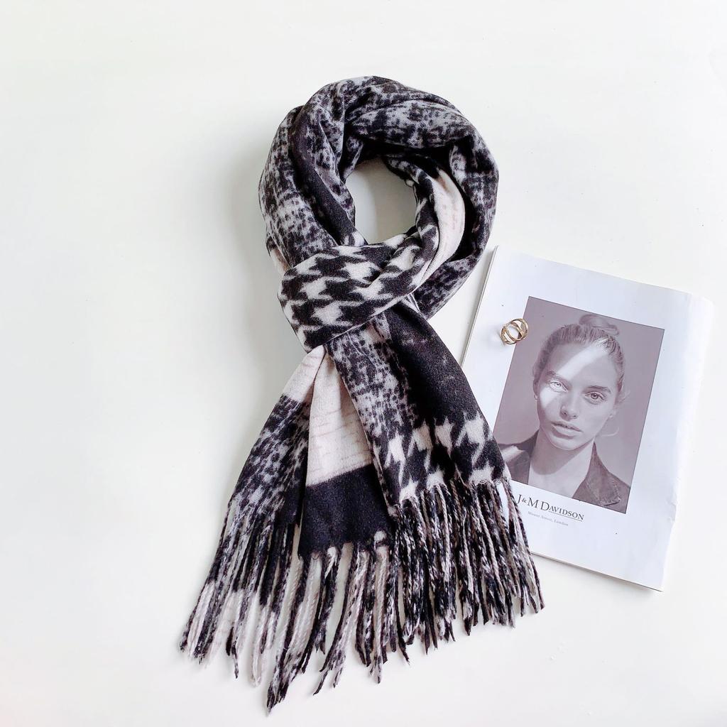 2024 Осень/Зима Новый Тысяча Птиц Сетка Имитация Кашемира Универсальный Печатный Клетчатый Шарф Теплый Декоративный Шарф Для Мужчин И Женщин