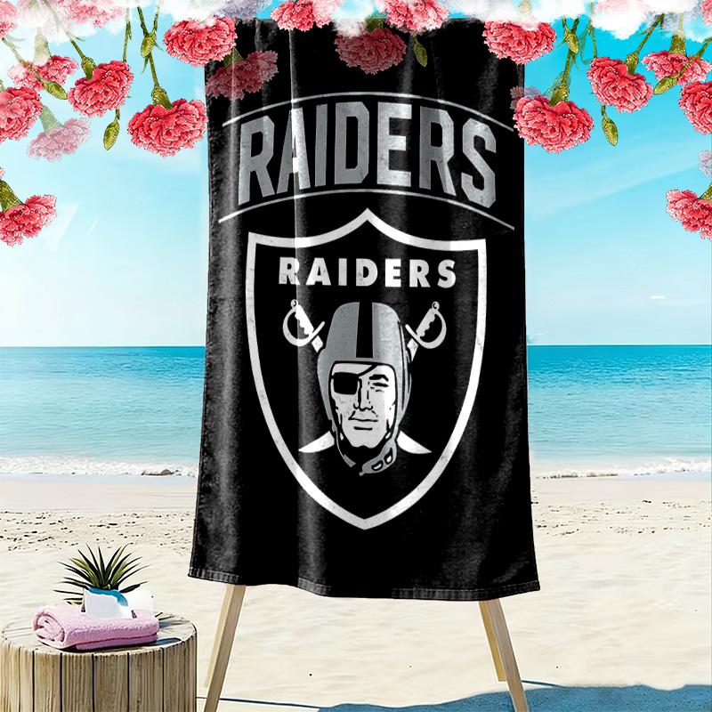 Oakland Raiders Print Beach Towel, Large Soft Quick Dry Towel for Beach Camping Swimming