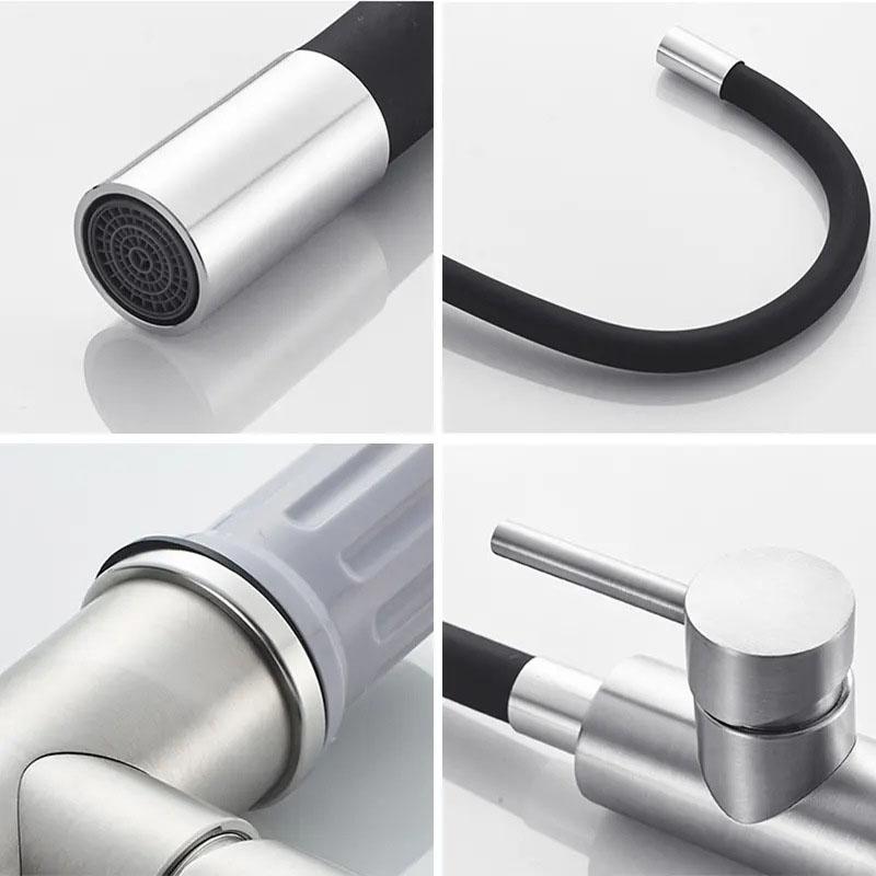 Universal Swivel Black Hose Kitchen Faucet Kitchen Sink Faucet Sink Tap Mounted Deck Bathroom And Cold Water Mixer Crane