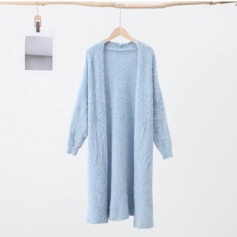 Пушистый Длинный Кардиган Женский Элегантный С Длинным Рукавом Меховой Свободный Женский Вязаный Свитер Пальто 2026 Осень Зима Уличный Макси Леди Верхняя Одежда