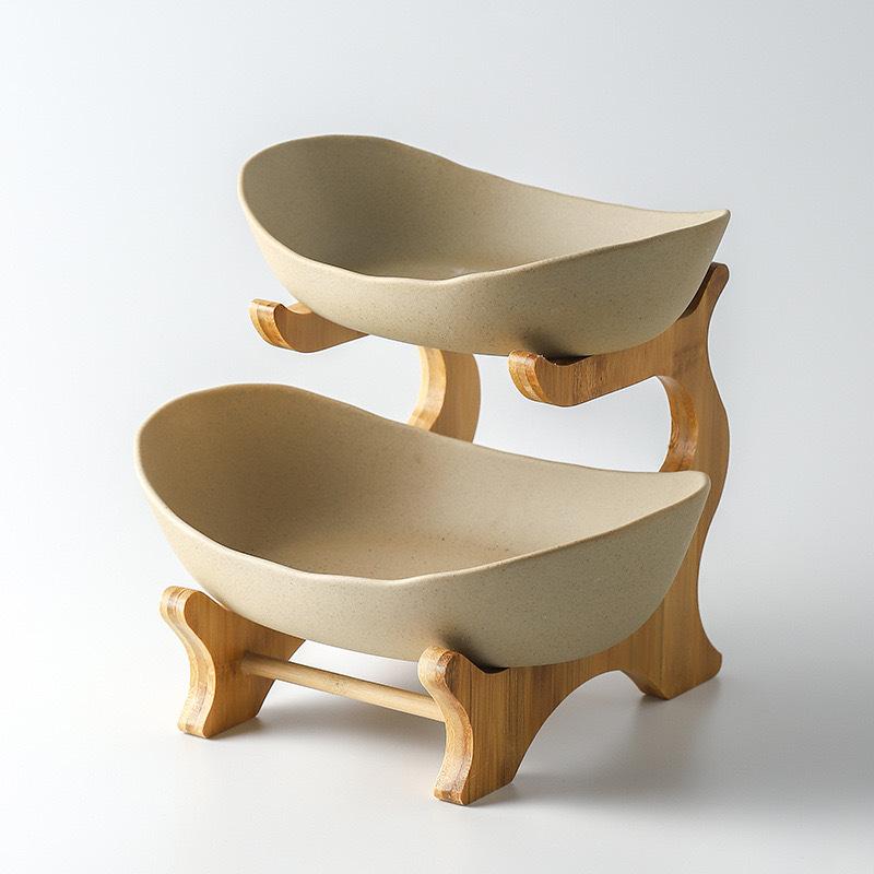 Трехъярусные столовые тарелки, столовая посуда, деревянная кухонная ваза для фруктов с полами, разделяемая тарелка, подставка для закусок, конфет, торта, салатница