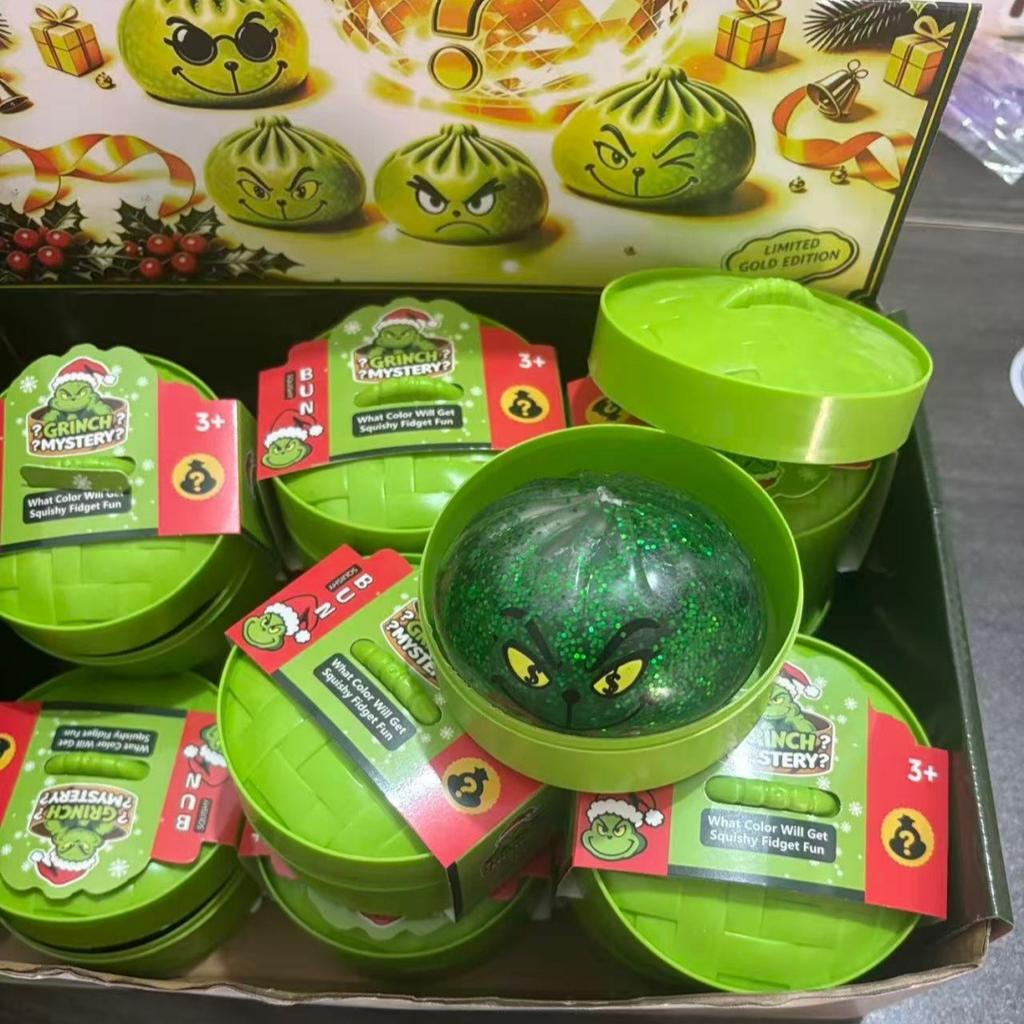 Grinch Christmas Green Monster Bun Stress Relief Squishy Toy Gift Blind Box Creative Simulation Venting Toy