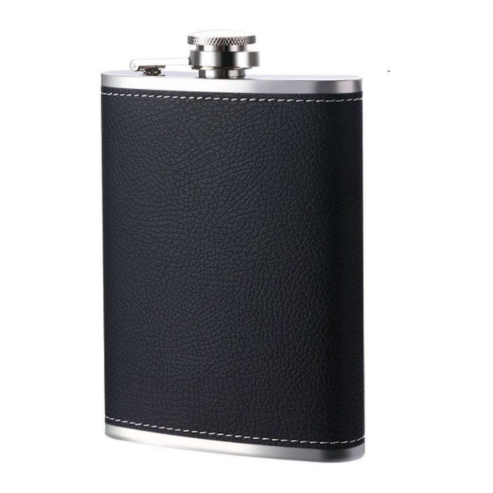 Stainless Steel Leather Texture Hip Flask with Funnel and Cups Whiskey Flasks Flagon  Outdoor