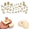 CUTEROOM Кукольный домик Миниатюрная мебель Деревянная 3D-головоломка для детей Образовательная игрушка 34 детали Лазерная резка