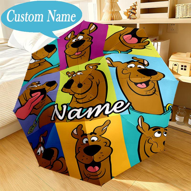 Custom Name Scooby dog Umbrella Folding Umbrella, Automatic Umbrella 8-Frame for Travel, Casual Lightweight Birthday Christmas gift