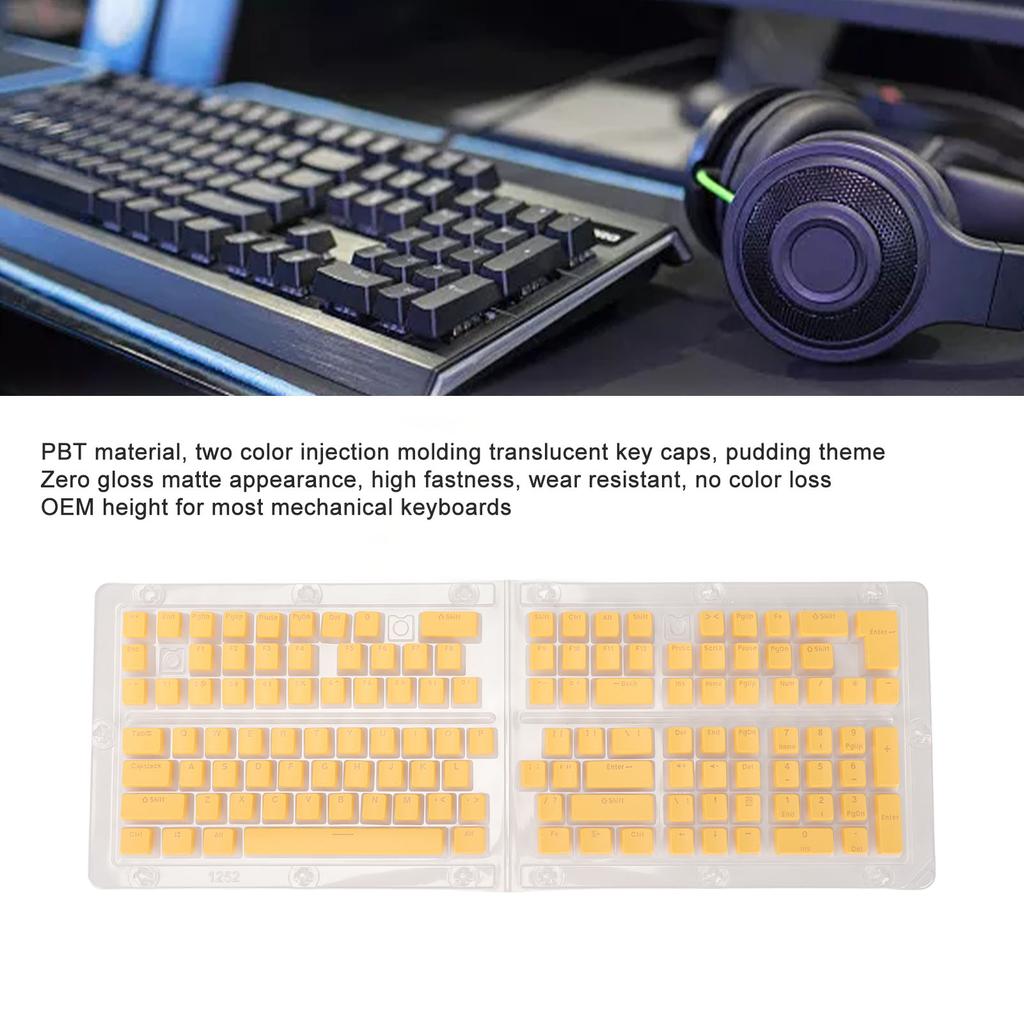 PBT Колпачки для клавиш Pudding 129 Клавиш Полупрозрачные OEM Высота Двухцветное Литье под Давлением Колпачки для Механических Клавиатур
