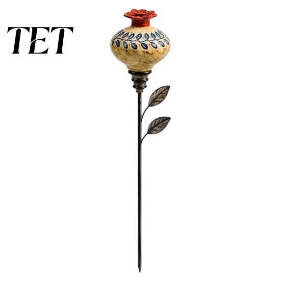 Garden Stake Bird Waterer Hummingbird Feeder Stake, Vintage Resin Flower Decorative Feeder, Wild for Nectar Yard Backyard Hummingbirds Unique